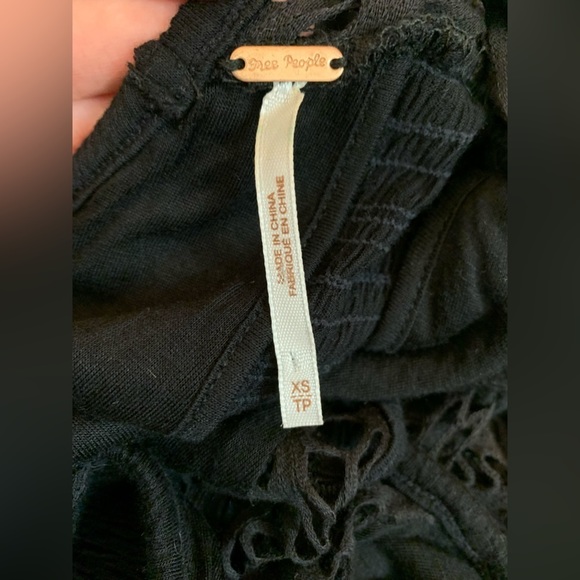 FREE People To the Point Fit and Flare Cut Out Crochet Dress Black Size XS - Picture 6 of 8